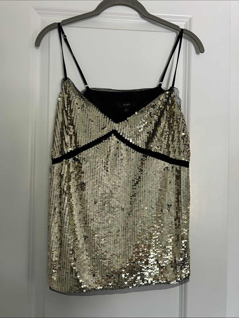 J. Crew Gold Sequin Spaghetti-Strap Camisole